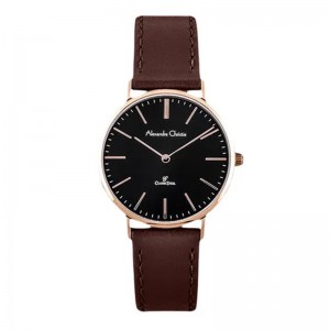 Alexandre Christie AC 8490 Rosegold Black Brown Leather Lady LHLRGBA